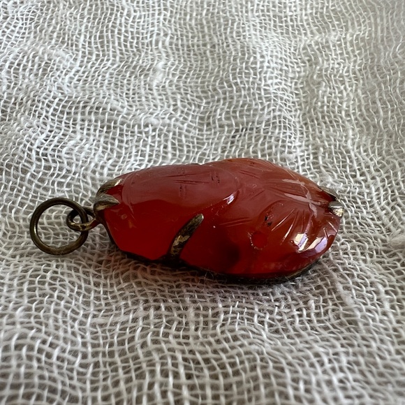 Vintage Asian Carnelian Buddha Pendant | 1930s–50s | Sterling Silver Bezel - Picture 11 of 16